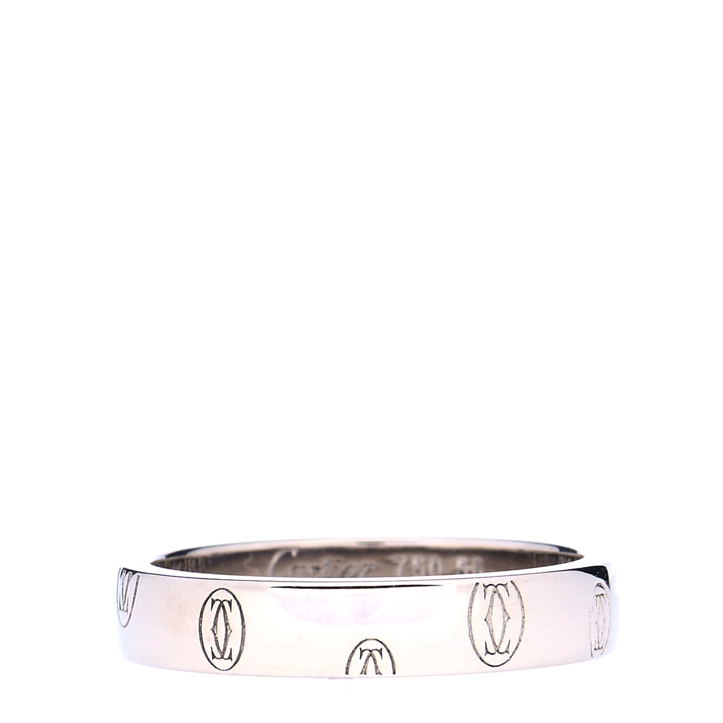 18K White Gold 4mm Happy Birthday Band Ring 56 7.5