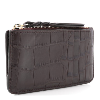 Alexander McQueen Calfskin Crocodile Embossed Card Holder Wallet Burgundy 3 of 9