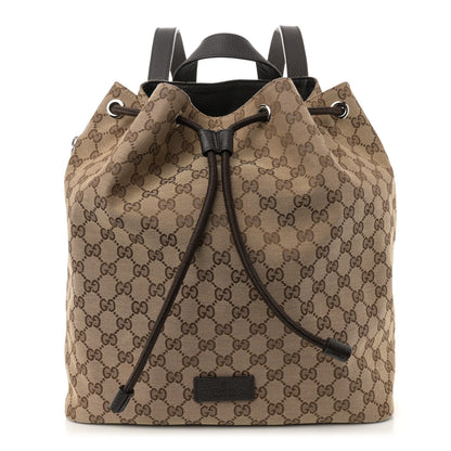 Gucci Monogram Dollar Calfskin O Drawstring Backpack Beige Ebony Testa di Moro Dark Chocolate 1 of 10