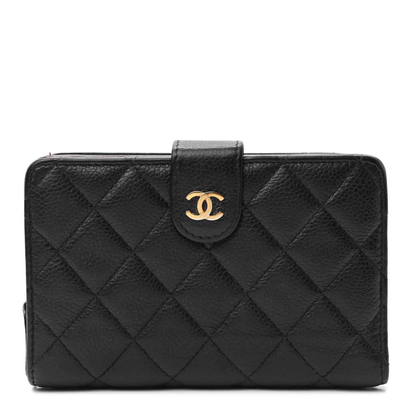 Caviar Quilted Zipped Pocket Wallet Black