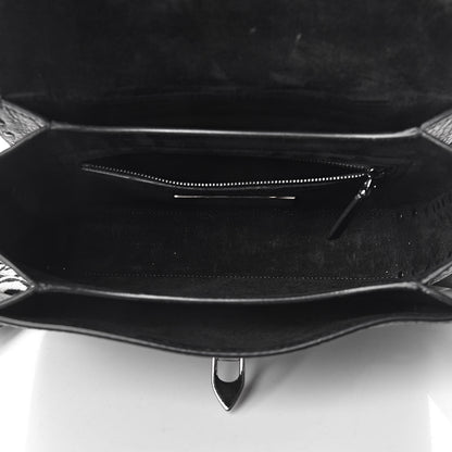 Valentino Garavani Pebbled Calfskin Onyx Medium Guitar Strap Rockstud Rolling Flap Saddle Bag Black 5 of 18