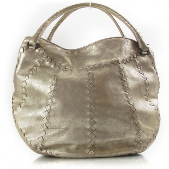 Metallic Leather Woven Hobo