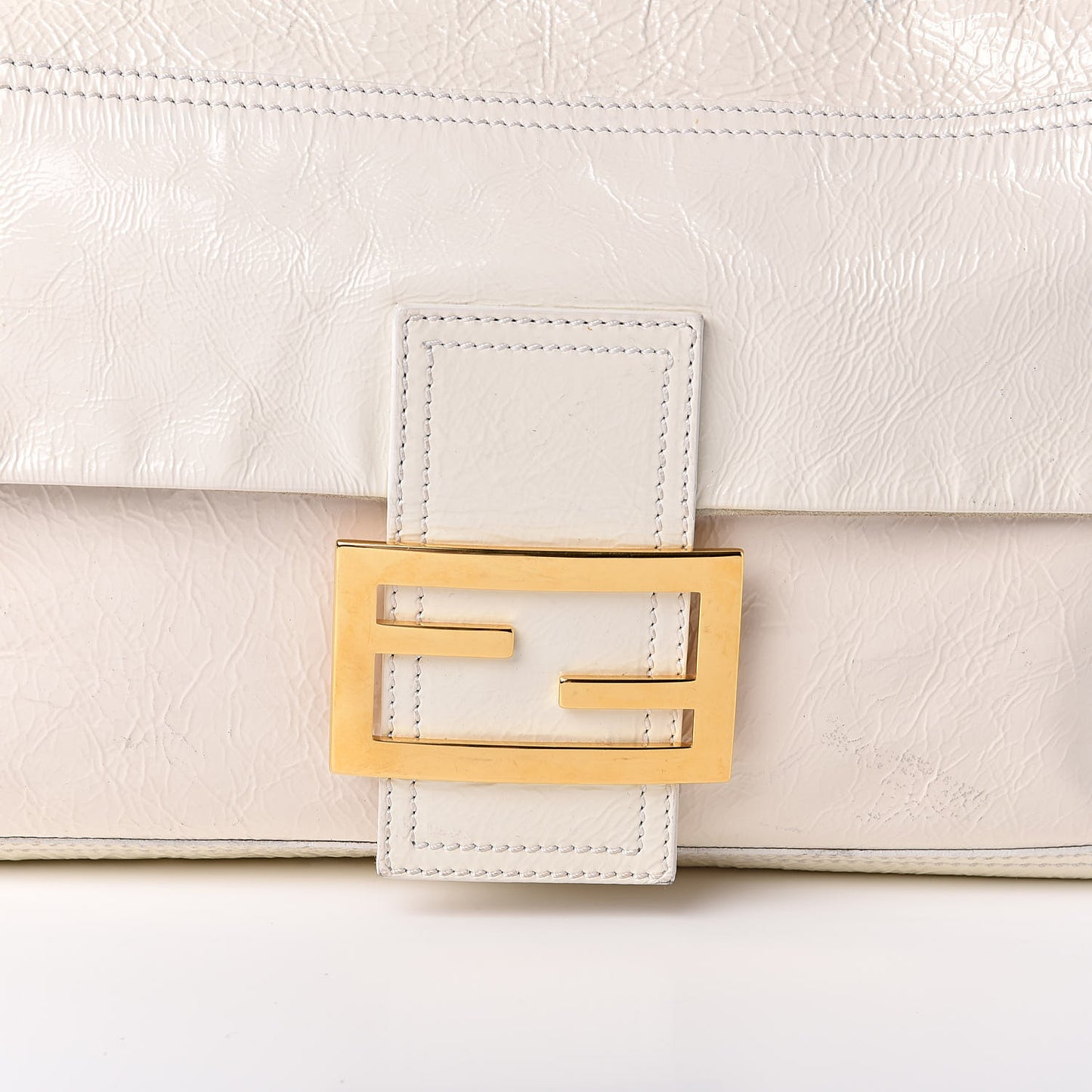 Vitello Naplak Large Convertible Baguette White