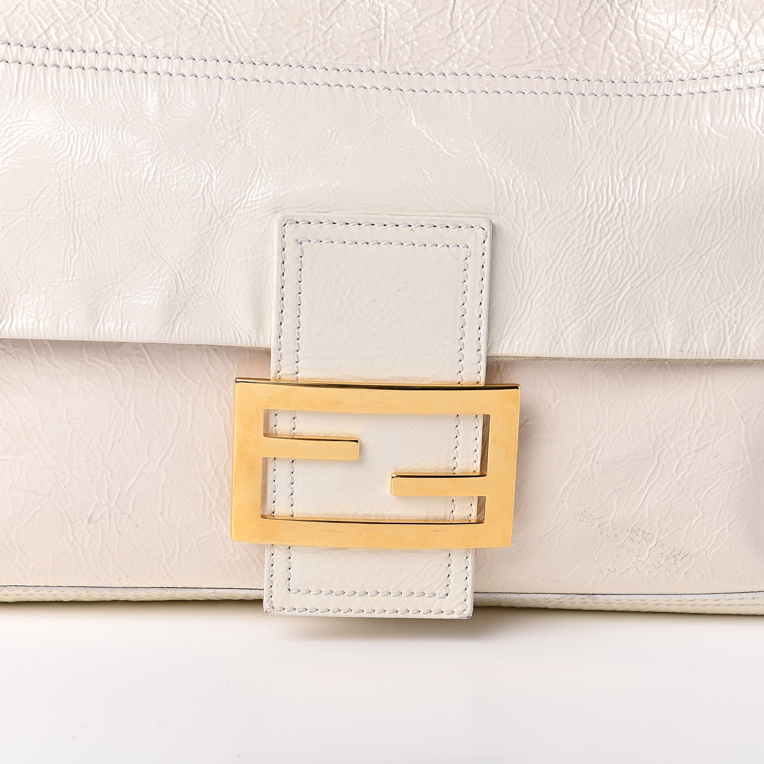Fendi Vitello Naplak Large Convertible Baguette White 14 of 16