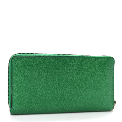 Gucci Textured Calfskin Crystal Fiori Floral Embroidered GG Zip Around Wallet Grass Green 3 of 7