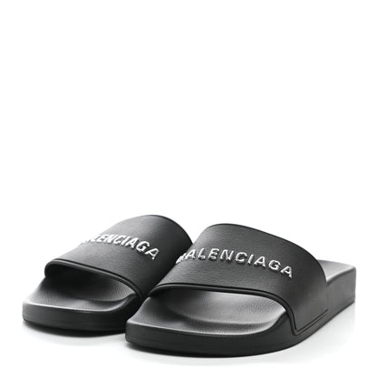 Balenciaga Rubber Womens Logo Pool Slide Sandals 38 Black 3 of 7