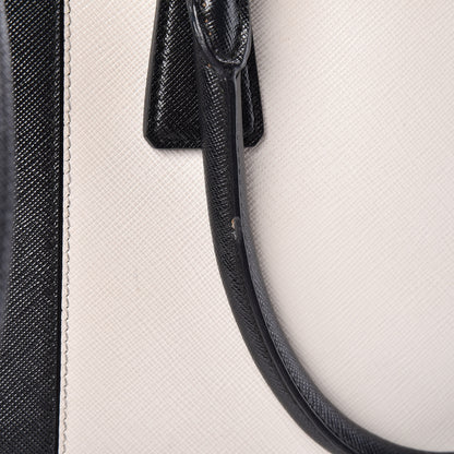Prada Saffiano Lux Colorblock Medium Galleria Double Zip Tote Black Talco 18 of 18