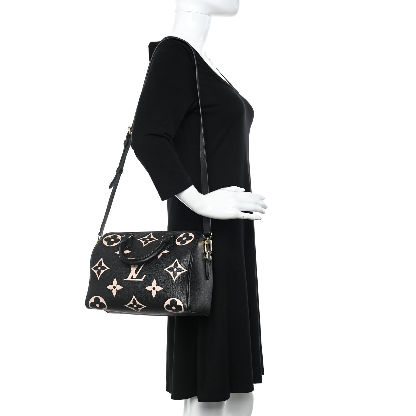 Empreinte Monogram Giant Speedy Bandouliere 25 Black Beige