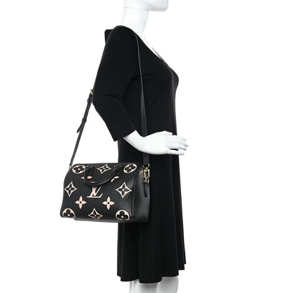 Louis Vuitton Empreinte Monogram Giant Speedy Bandouliere 25 Black Beige 2 of 9