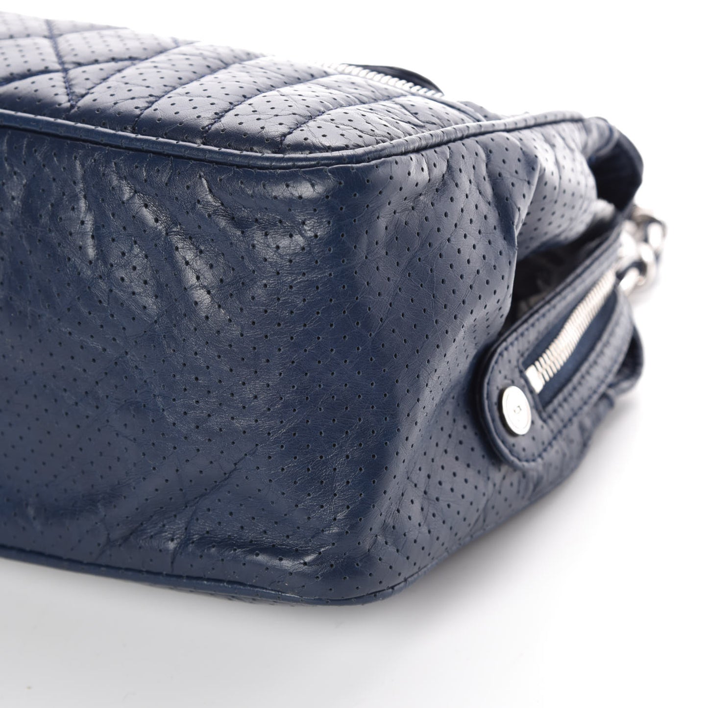Calfskin Perforated 50's Satchel Marine Fonce