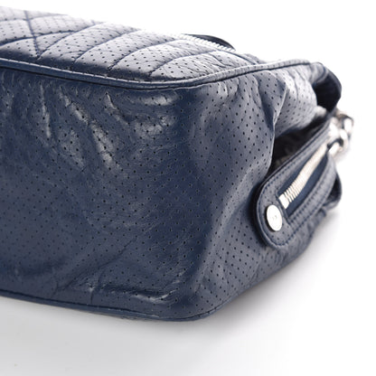 Chanel Calfskin Perforated 50's Satchel Marine Fonce 6 of 10