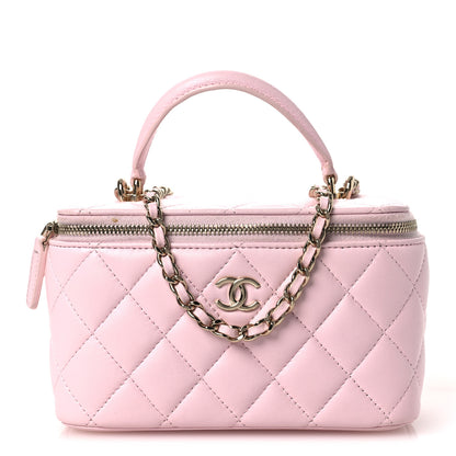 Chanel Lambskin Quilted Small Top Handle Vanity Case With Chain Light Pink 1 of 12