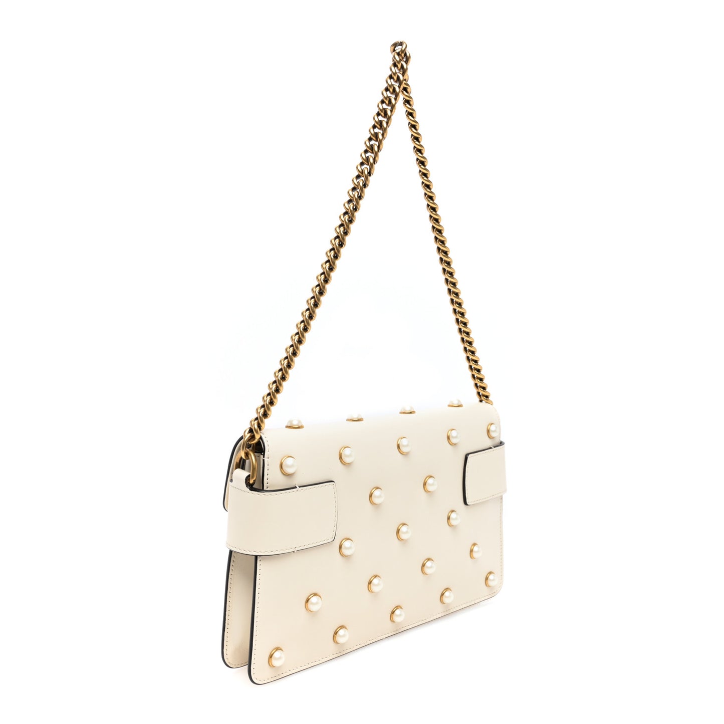 Nappa Pearl Studded Mini Queen Margaret Broadway Shoulder Bag Mystic White
