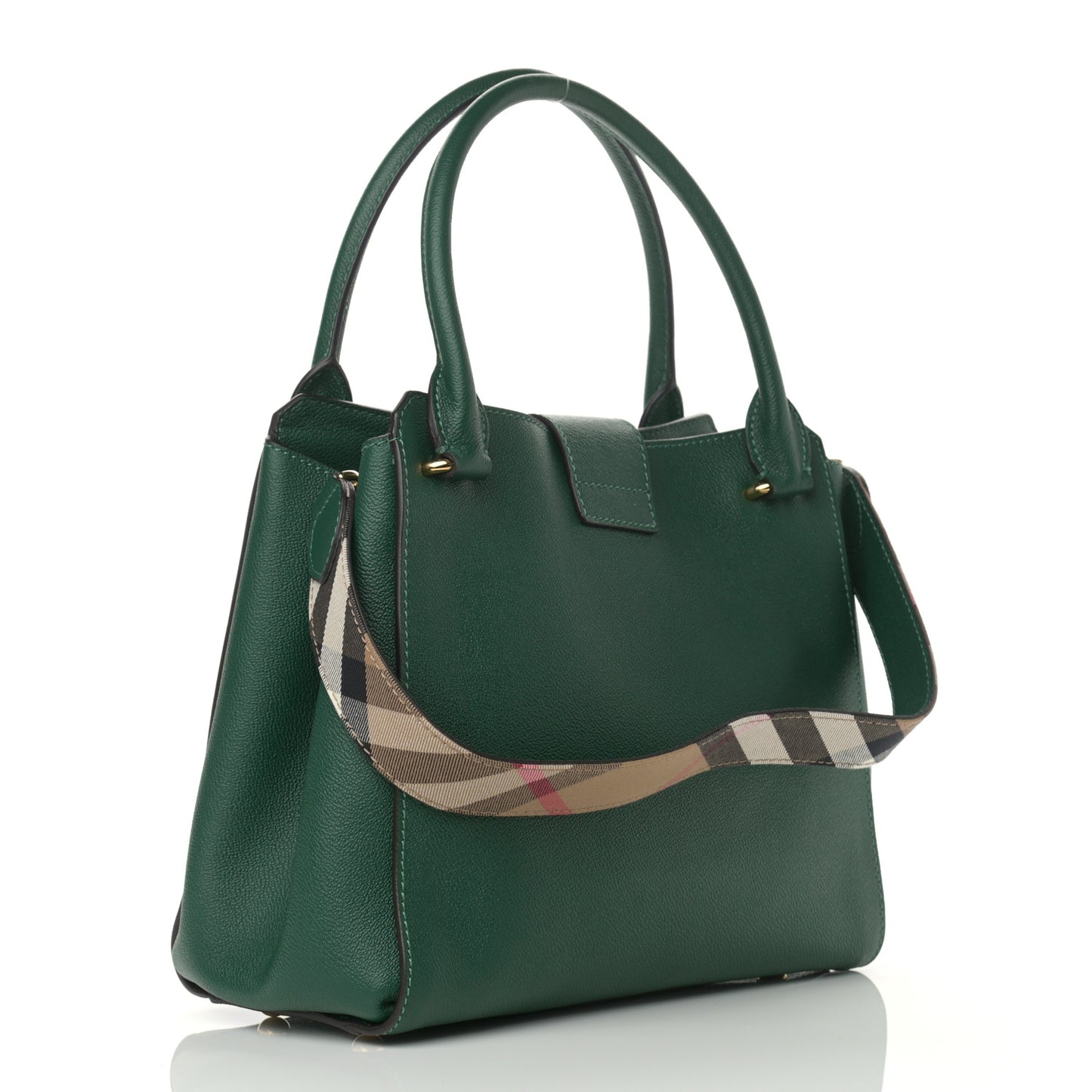 Soft Grain Calfskin Medium Buckle Tote Dark Green