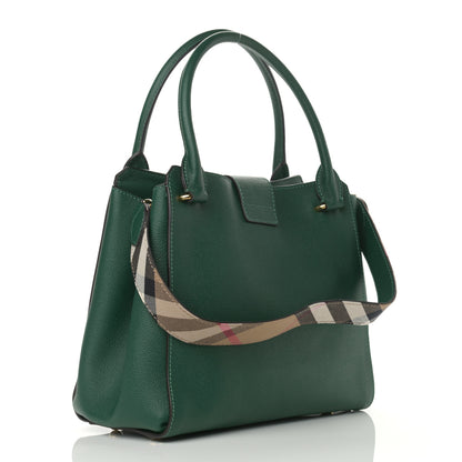 Burberry Soft Grain Calfskin Medium Buckle Tote Dark Green 3 of 14