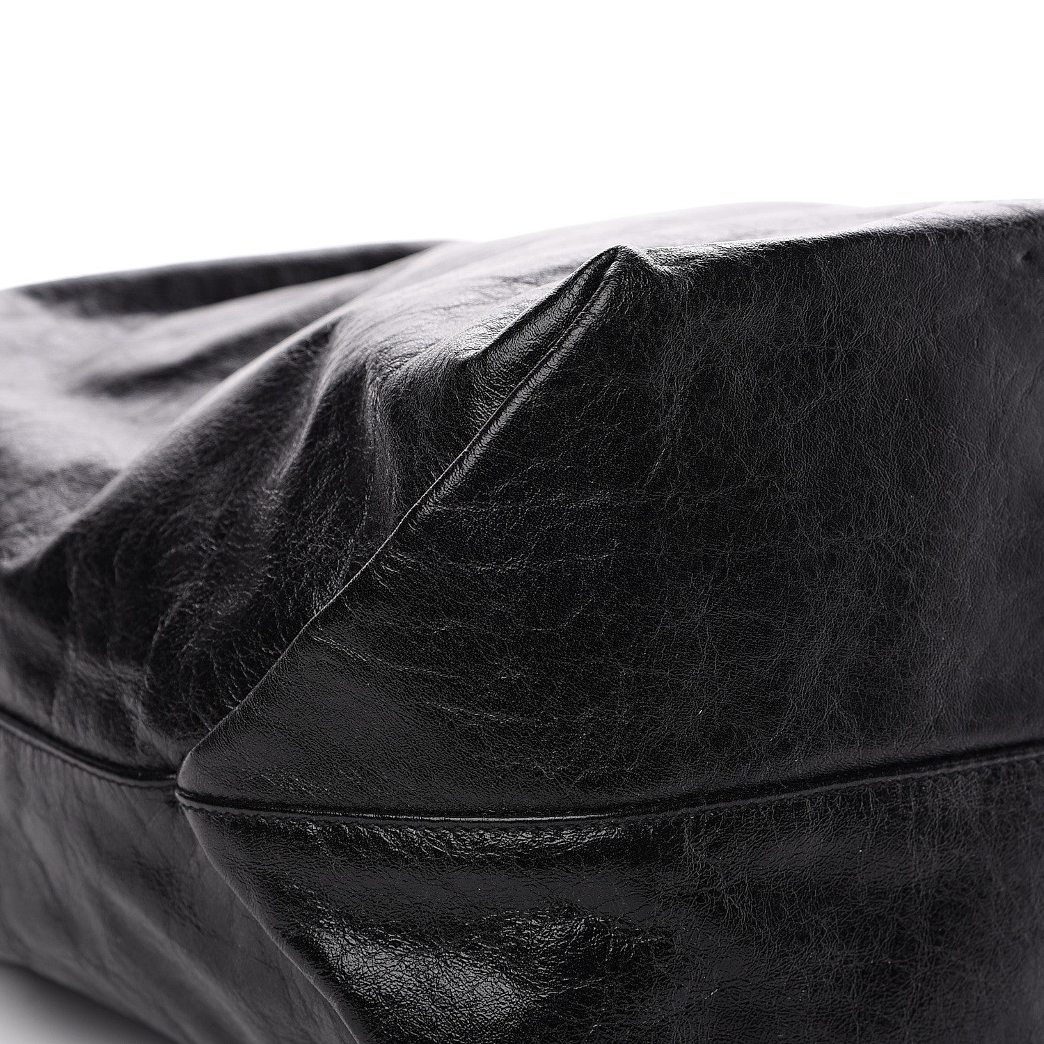 Saint Laurent Cracked Shiny Calfskin Teddy Drawstring Bag Black 8 of 8