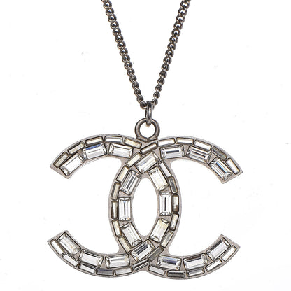 Chanel Baguette Crystal CC Necklace Silver 4 of 7