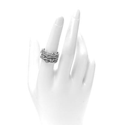 David Yurman Sterling Silver Diamond Confetti 4 Row Ring 54 7 2 of 4