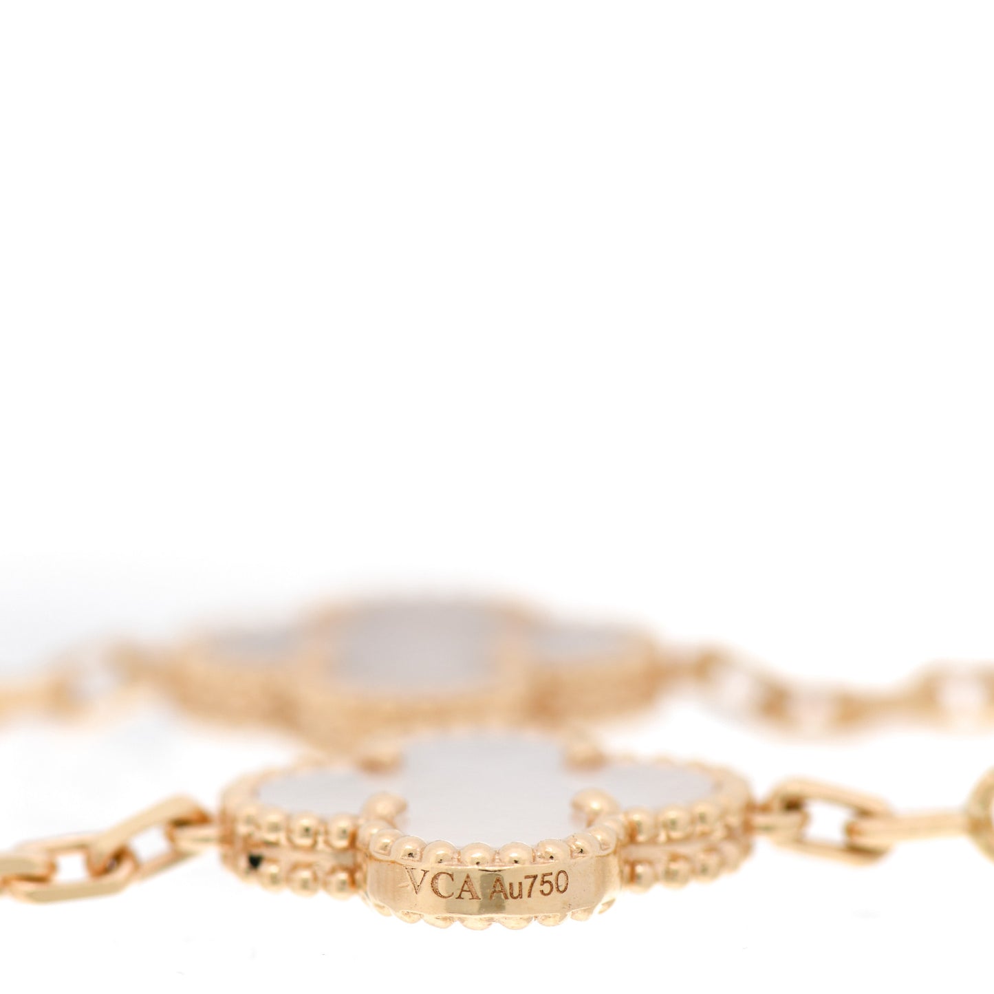 18K Yellow Gold Mother of Pearl 5 Motifs Vintage Alhambra Bracelet