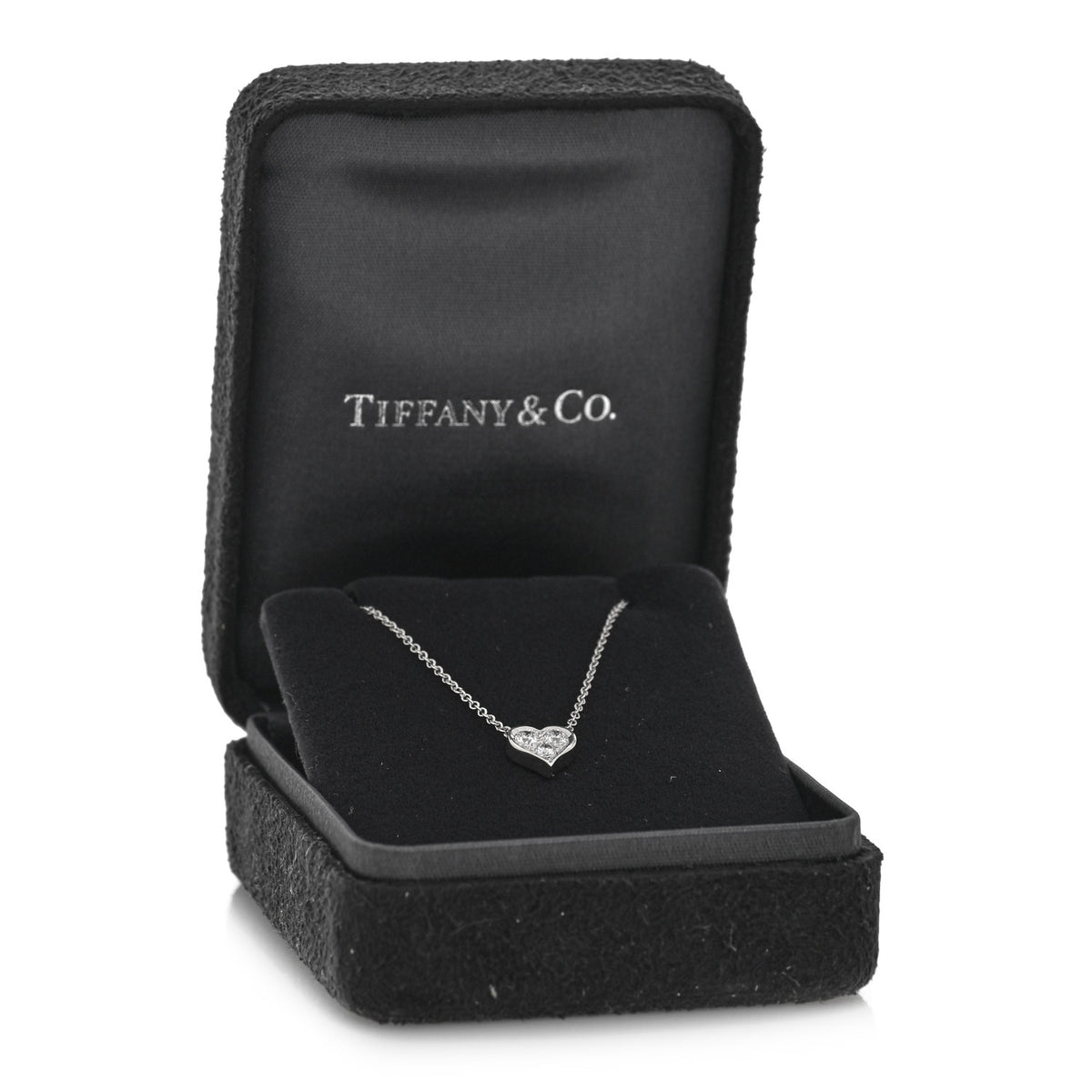 Tiffany Platinum Diamond Heart Pendant Necklace 6 of 6