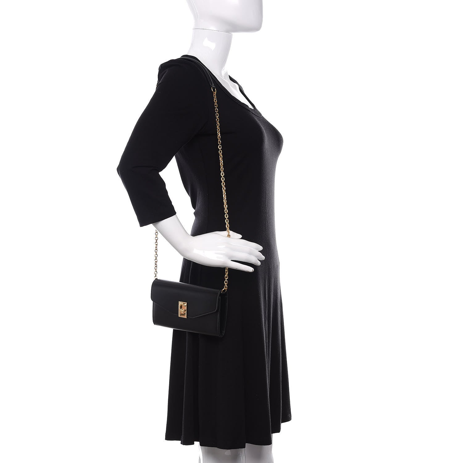 Celine Shiny Smooth Calfskin C Wallet On Chain Bag Black 2 of 9