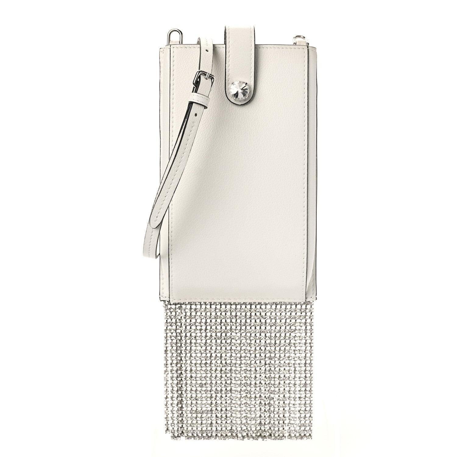 Miu Miu Glace Calfskin Crystal Fringe Crossbody White 1 of 9