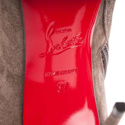 Christian Louboutin Veau Velours Fifi Botta 100 Knee Boots 37 Cendre 6 of 7