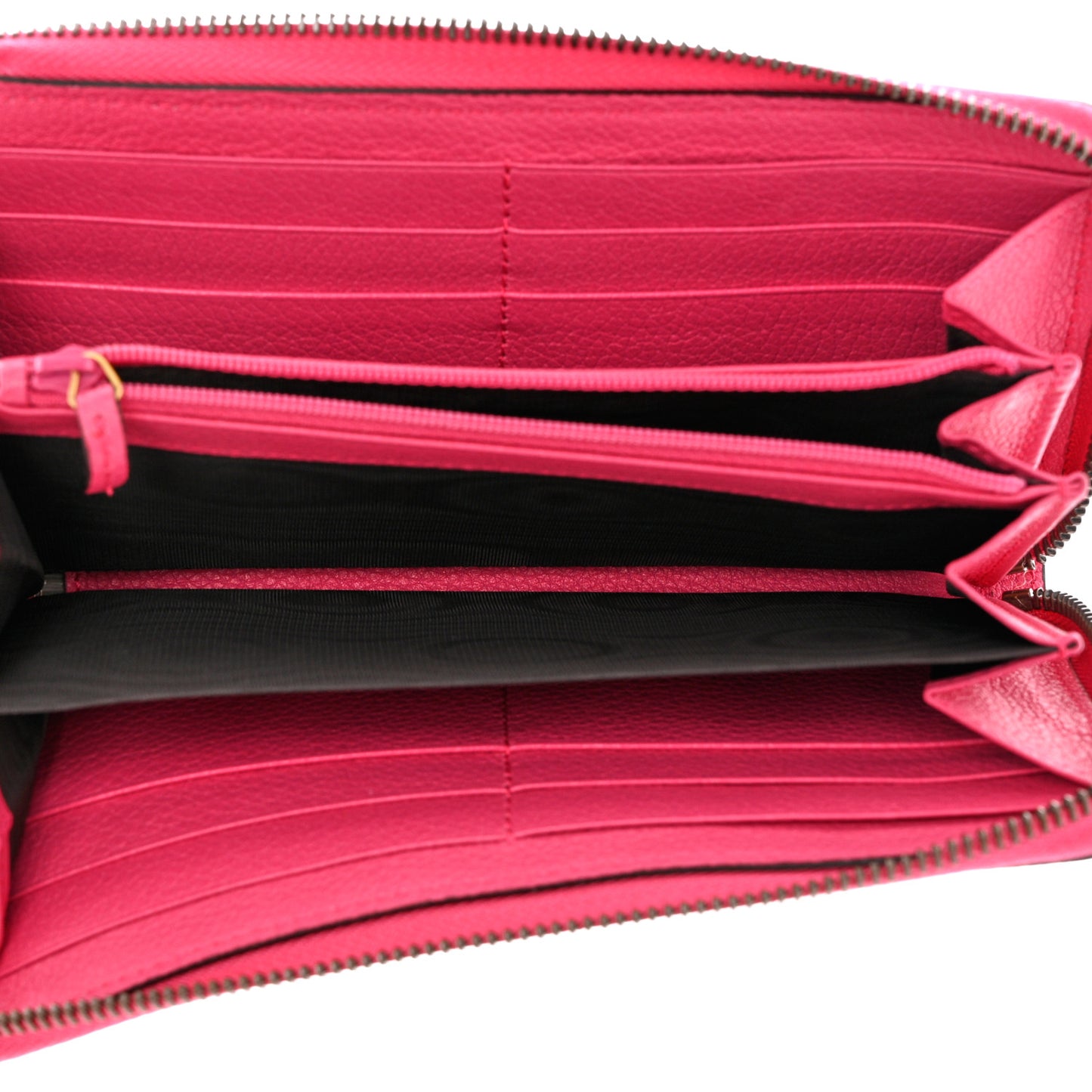 Grained Calfskin Logo Zip Around Wallet Box Pink Green