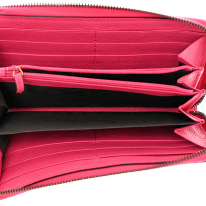 Gucci Grained Calfskin Logo Zip Around Wallet Box Pink Green 5 of 7