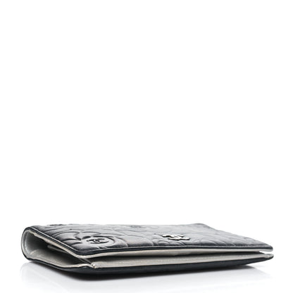 Chanel Lambskin Camellia Embossed Yen Wallet Black 4 of 9