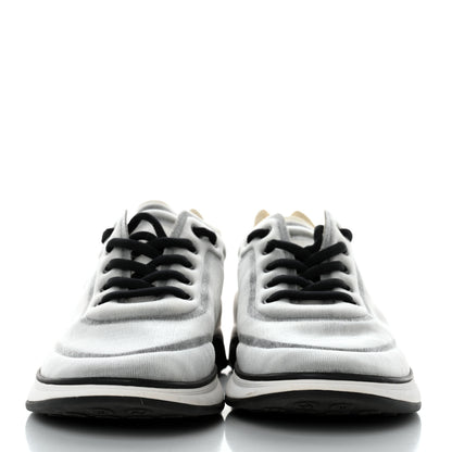 Chanel Calfskin Mesh Lycra Womens Logo Sneakers 41 White Black 2 of 8