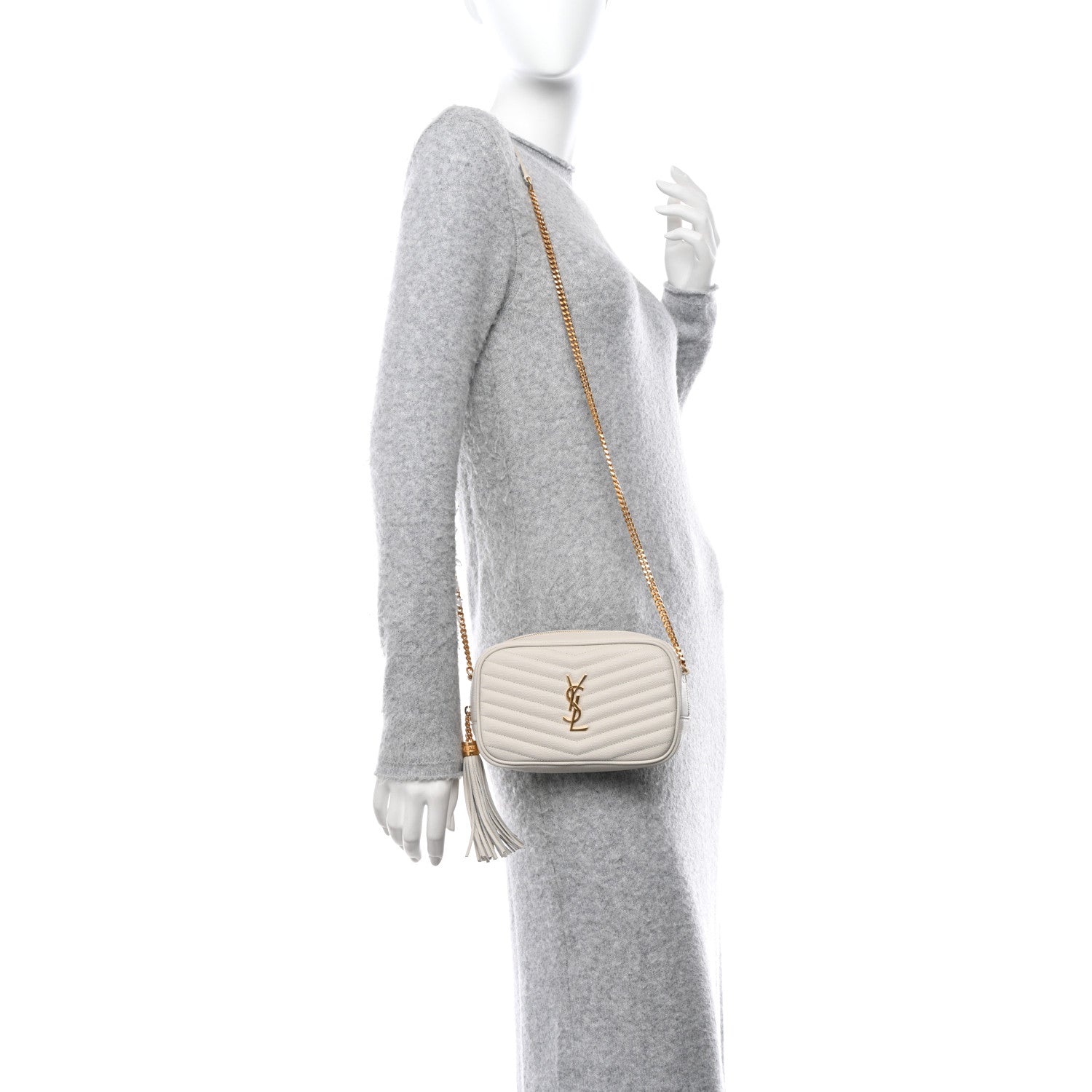 Saint Laurent Grain De Poudre Matelasse Monogram Mini Lou Camera Bag Crema Soft 2 of 10