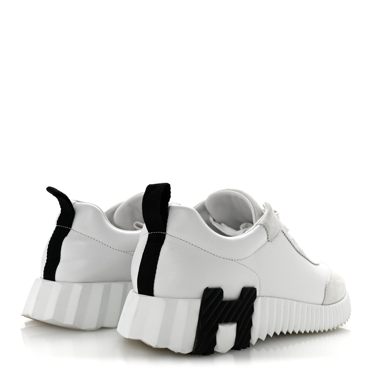 Hermes Calfskin Suede Goatskin Bouncing Sneakers 39 White 5 of 10
