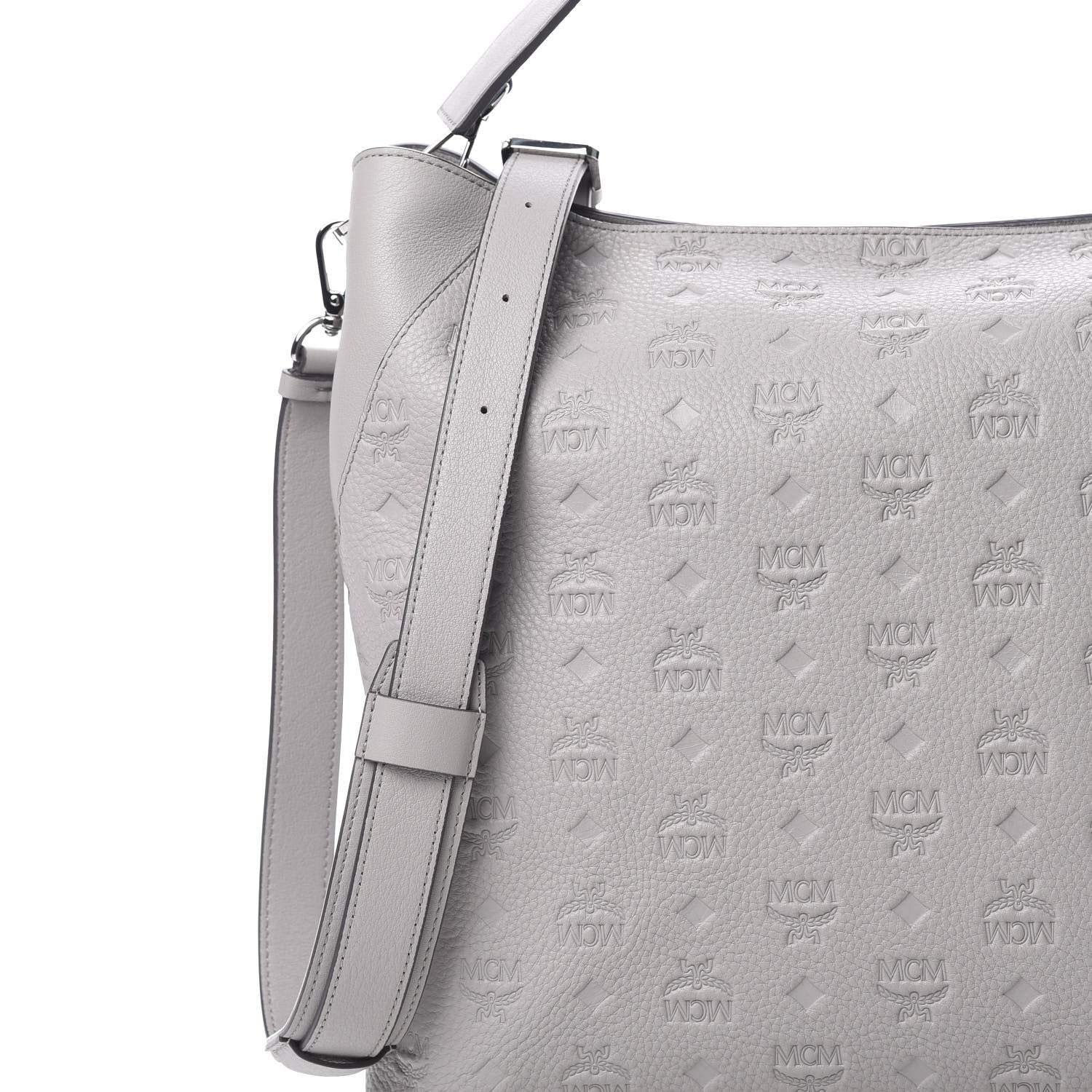 MCM Calfskin Ottomar Monogram Large Klara Hobo Dove 9 of 11