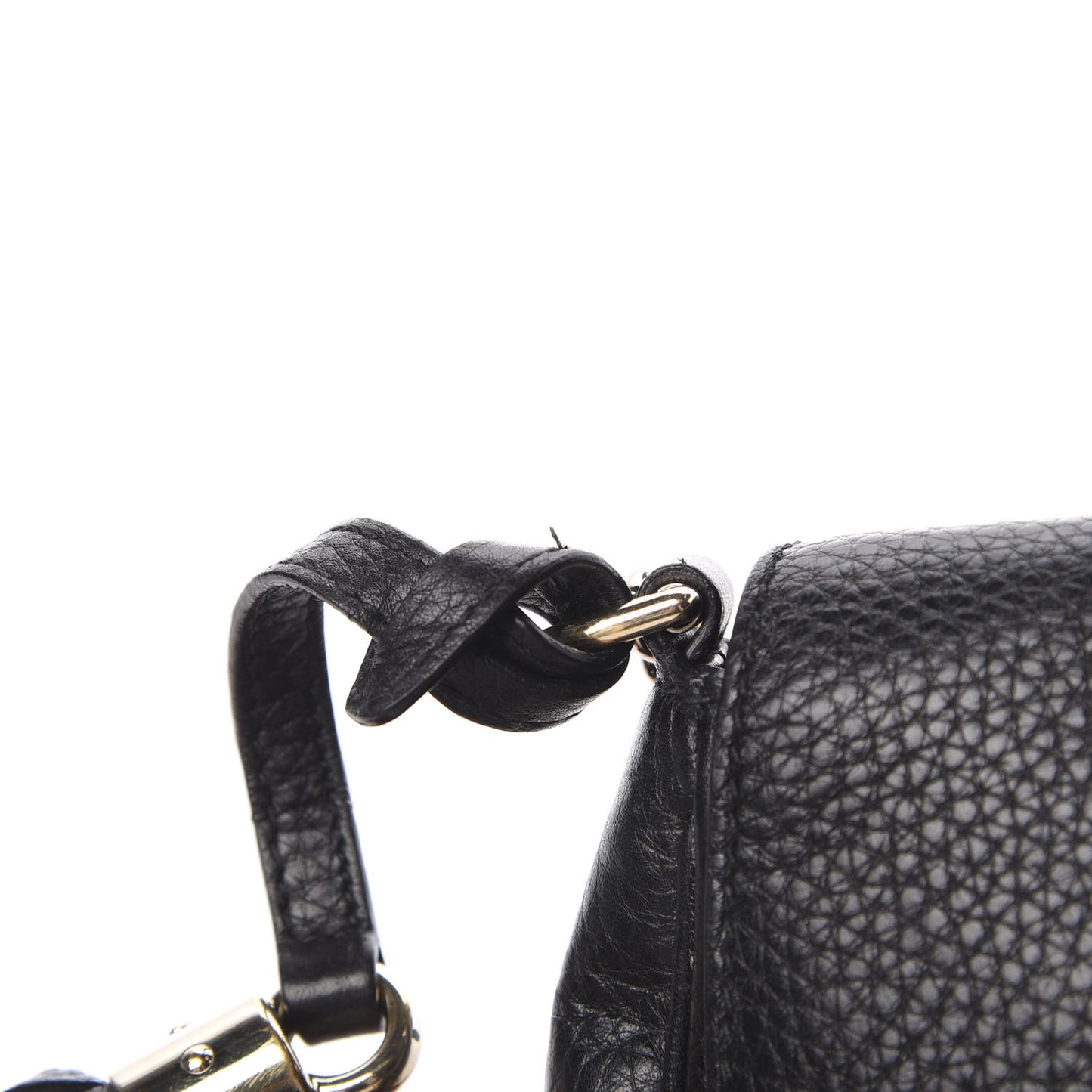 Pebbled Calfskin Small Soho Flap Crossbody Black