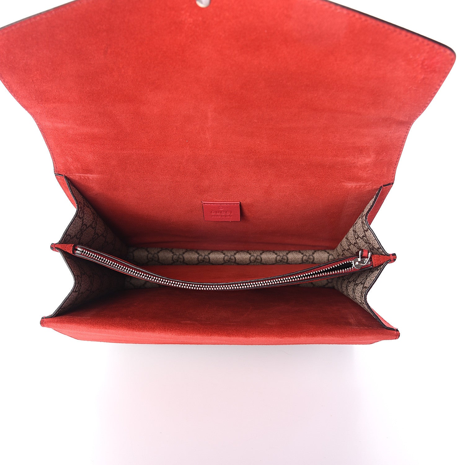 Gucci GG Supreme Monogram Suede Cudu Medium Dionysus Shoulder Bag Beige Ebony Vulcanic Red 4 of 8
