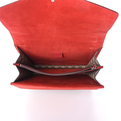 Gucci GG Supreme Monogram Suede Cudu Medium Dionysus Shoulder Bag Beige Ebony Vulcanic Red 4 of 8