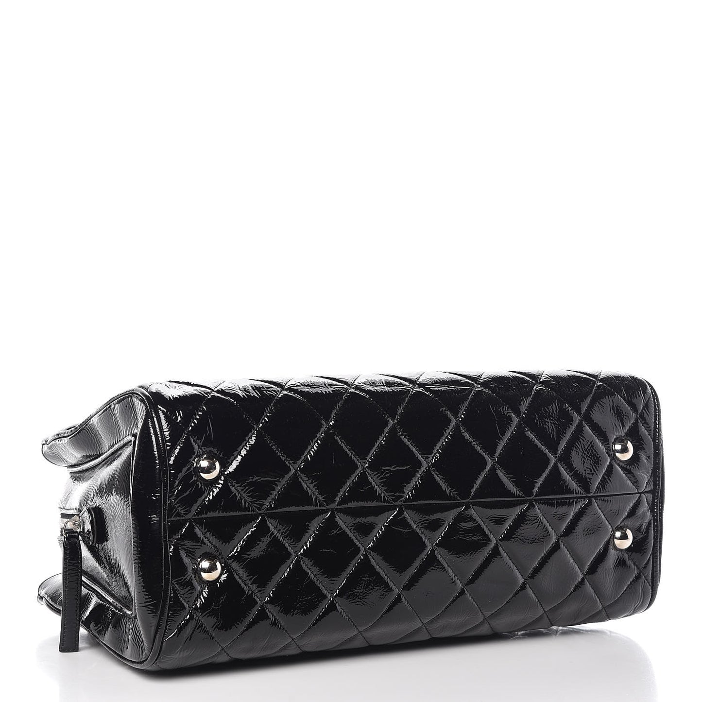 Patent Quilted Tote Black