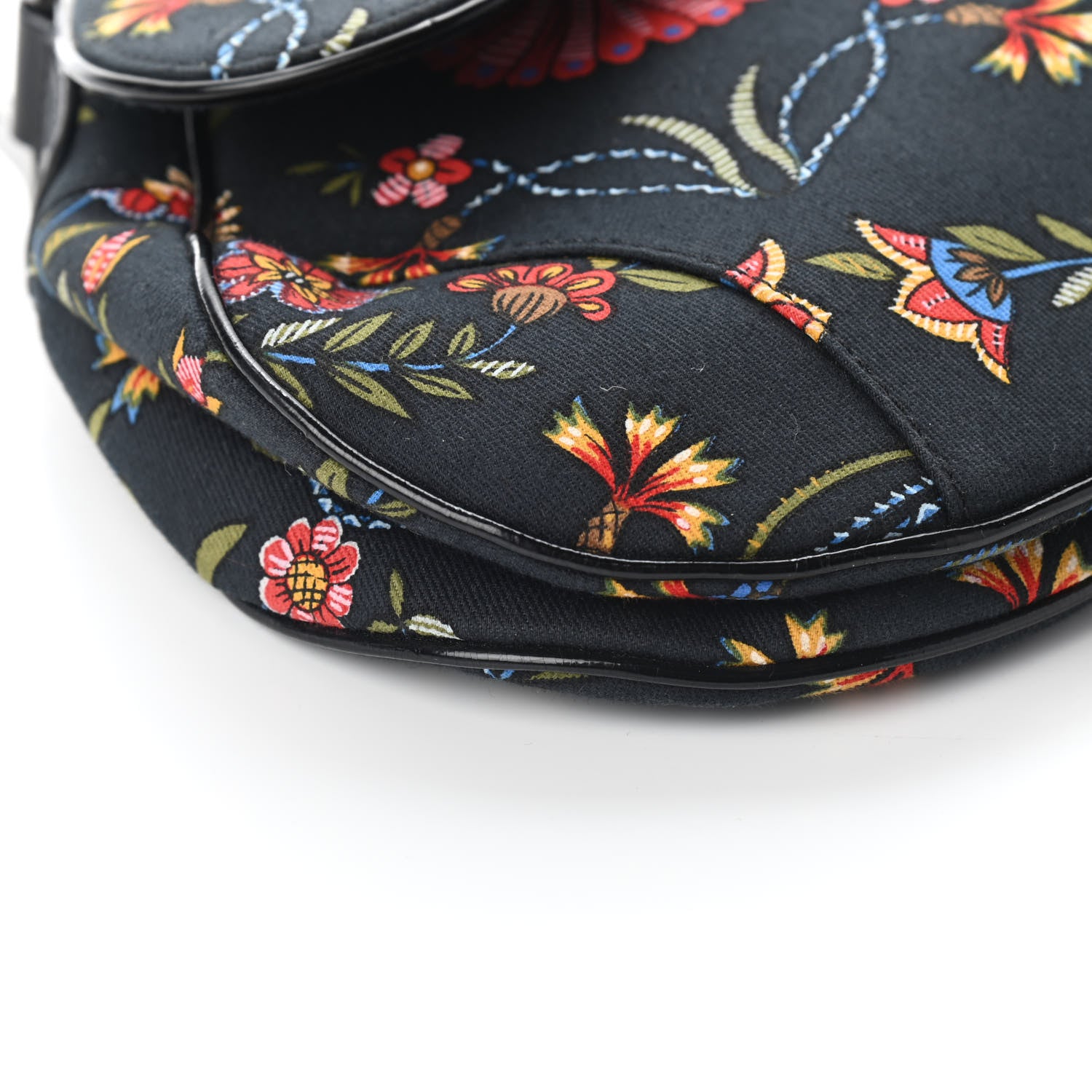 Christian Dior Canvas Floral Saddle Bag Black 8 of 10