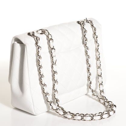 Chanel Caviar Quilted Jumbo Single Flap White 3 of 9