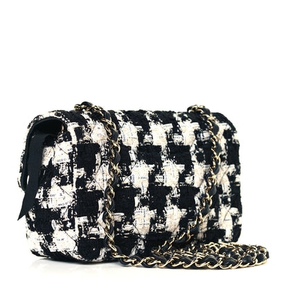 Chanel Tweed Quilted Mini Rectangular Flap Black Ecru White 3 of 12