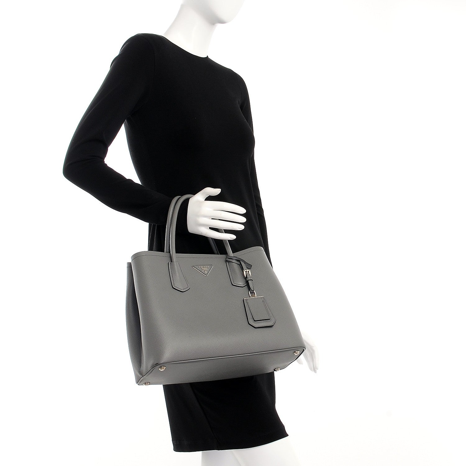 Prada Saffiano Cuir Medium Double Bag Marmo 3 of 8