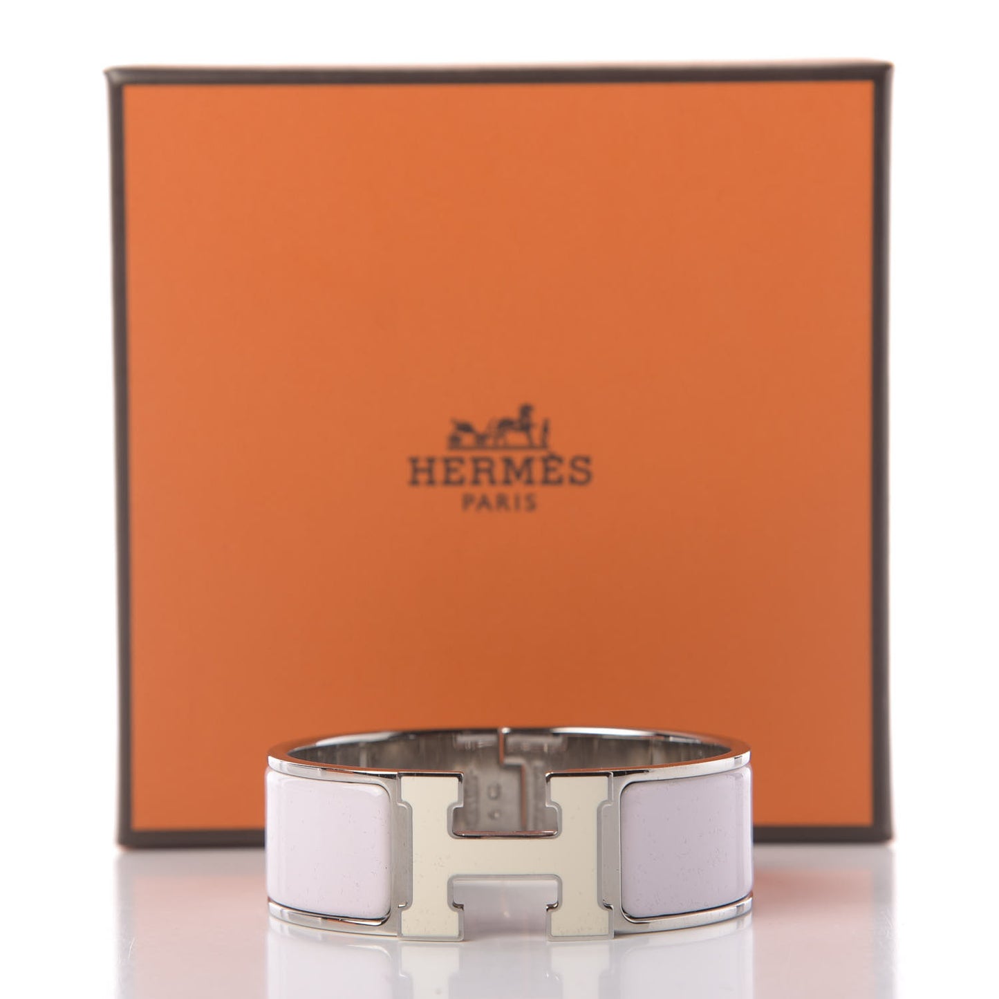 Enamel Wide Clic Clac H Bracelet PM Rose Nymph White