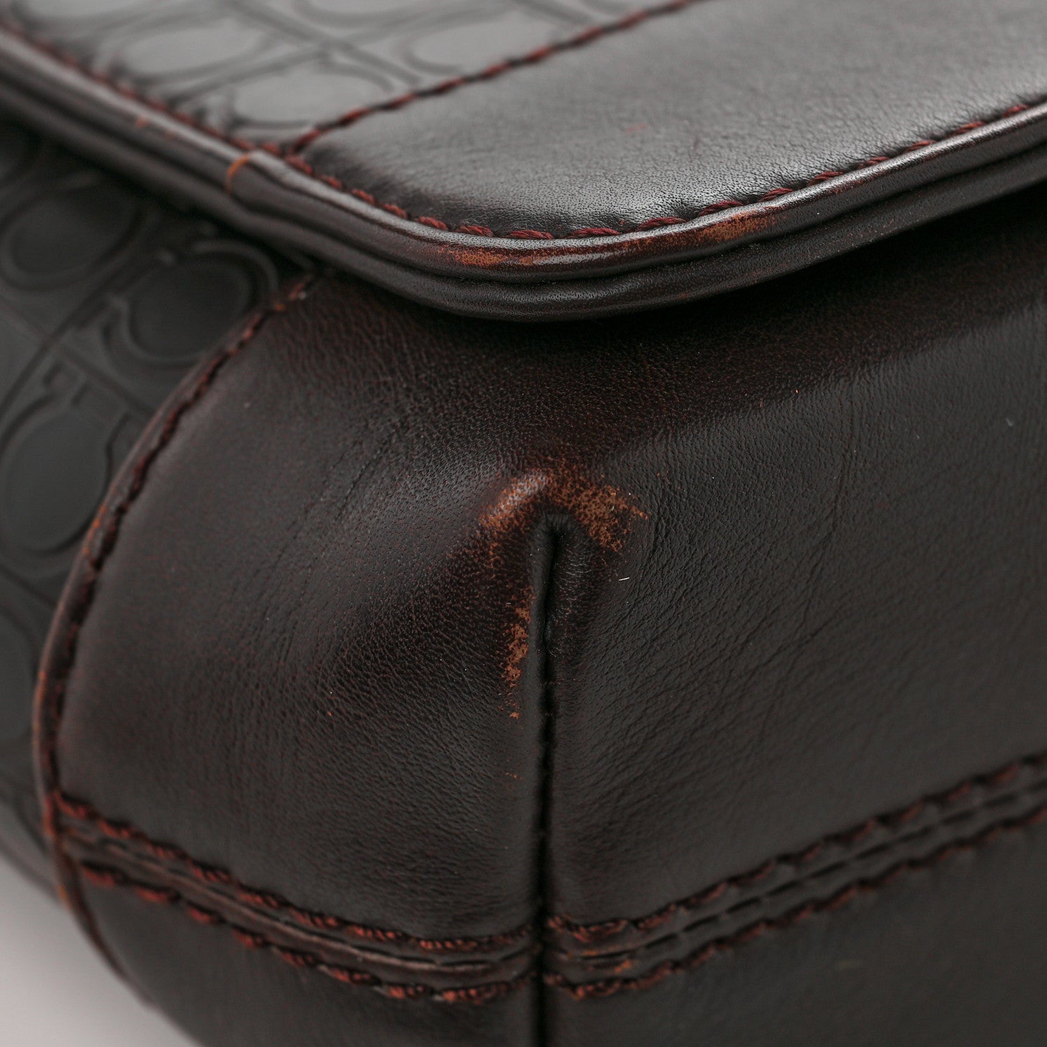 Salvatore Ferragamo Calfskin Gancini Messenger Bag Dark Brown 9 of 11