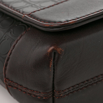Salvatore Ferragamo Calfskin Gancini Messenger Bag Dark Brown 9 of 11