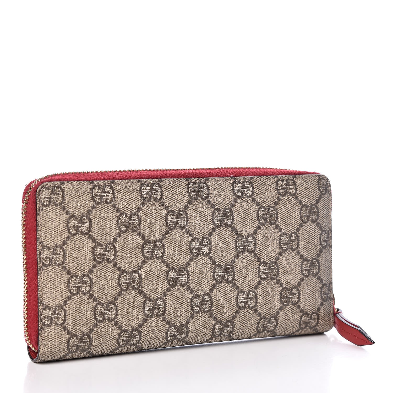 Gucci GG Supreme Monogram Embroidered Rainbow Zip Around Wallet Red 3 of 8