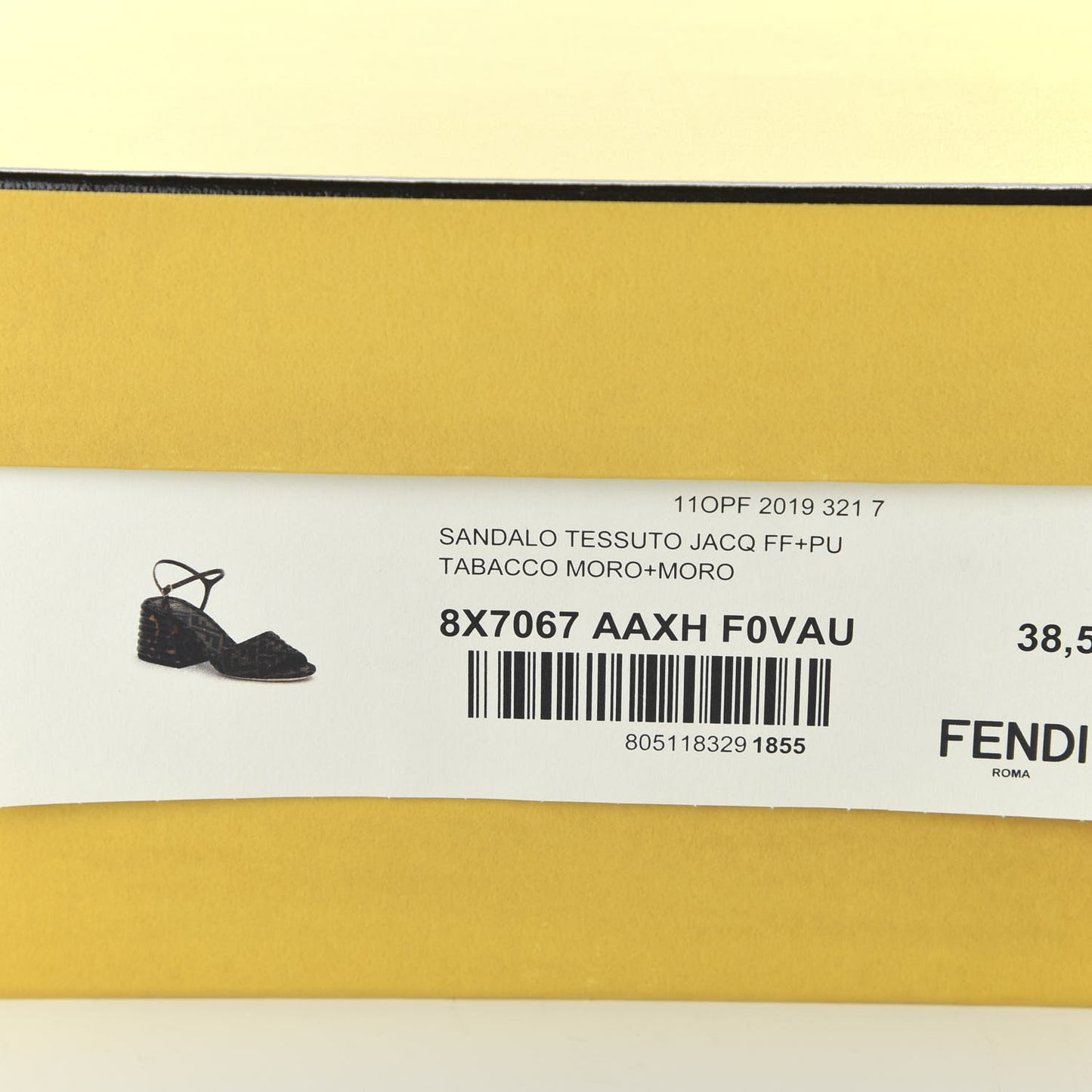 Jacquard Calfskin FF Tortoise Promenade Slingback Sandals 38.5 Tobacco