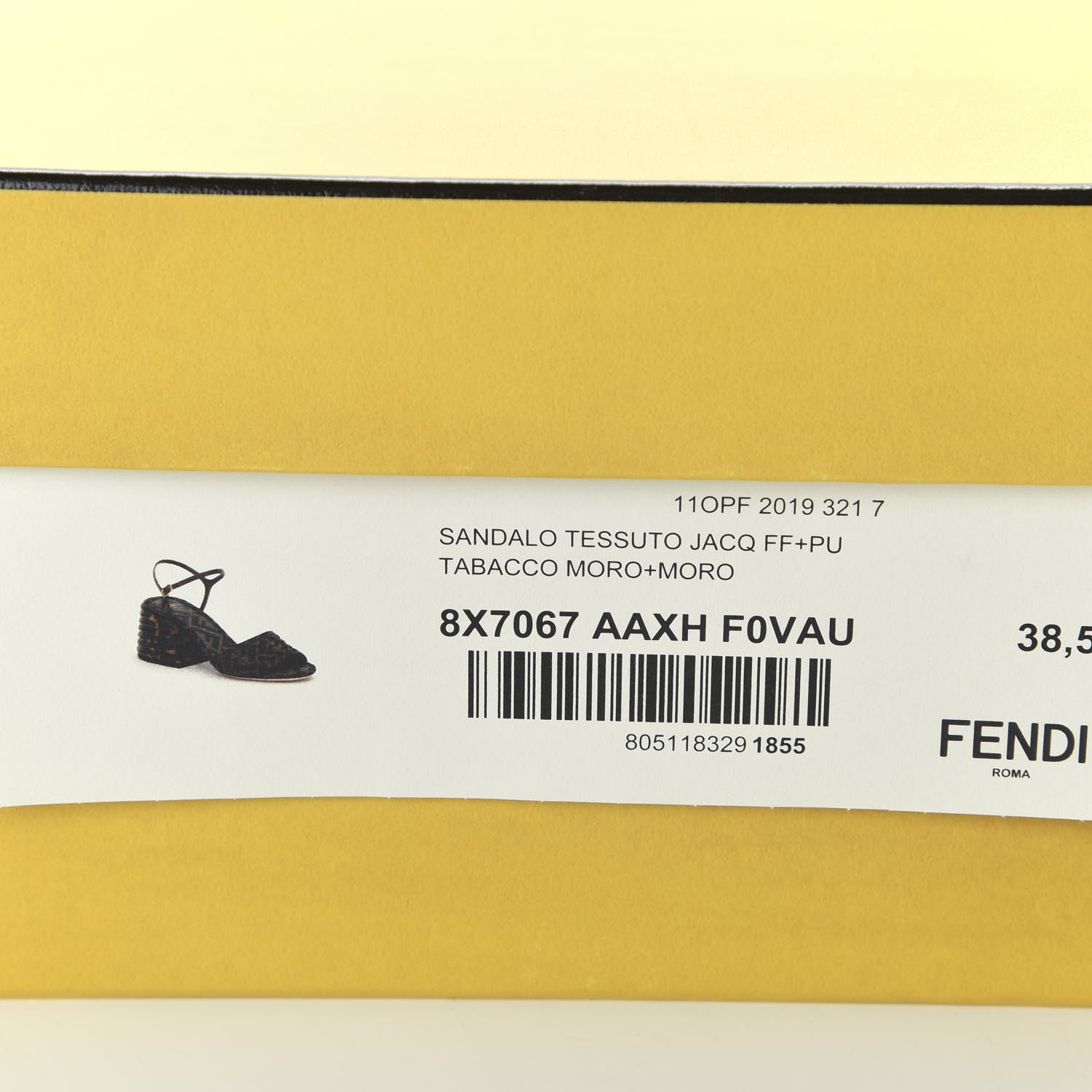Fendi Jacquard Calfskin FF Tortoise Promenade Slingback Sandals 38.5 Tobacco 9 of 9