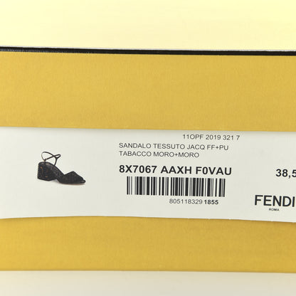 Fendi Jacquard Calfskin FF Tortoise Promenade Slingback Sandals 38.5 Tobacco 9 of 9