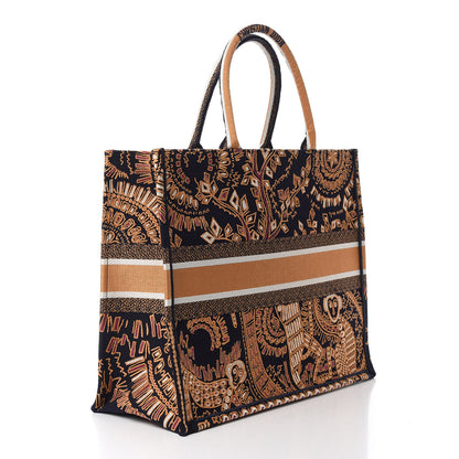 Christian Dior Embroidered Dior Animals Monkey Canvas Book Tote Orange Multicolor 2 of 9